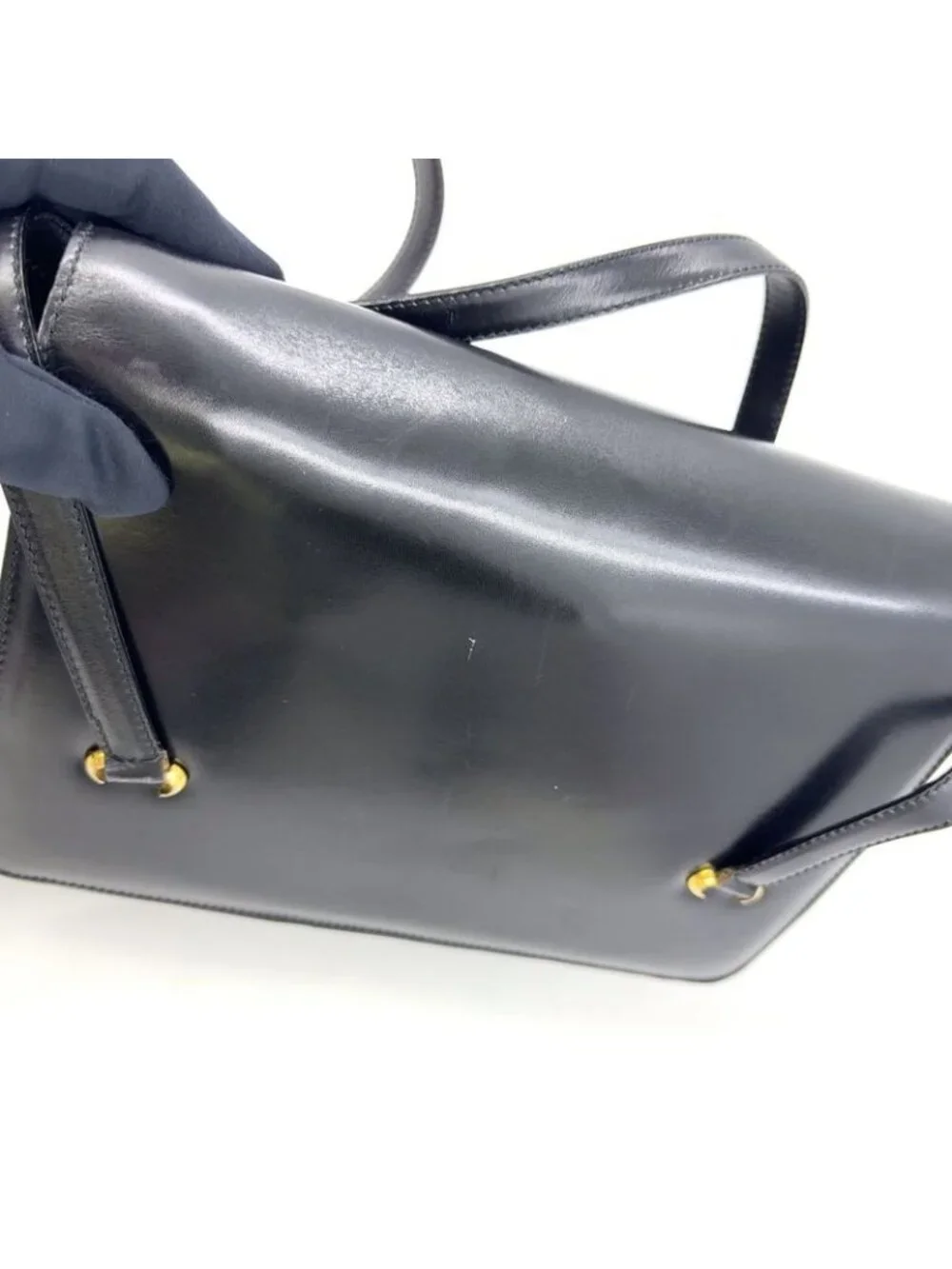 ★SOLD★ Celine Triomphe Leather Black Handbag Gold - Picture 9 of 15